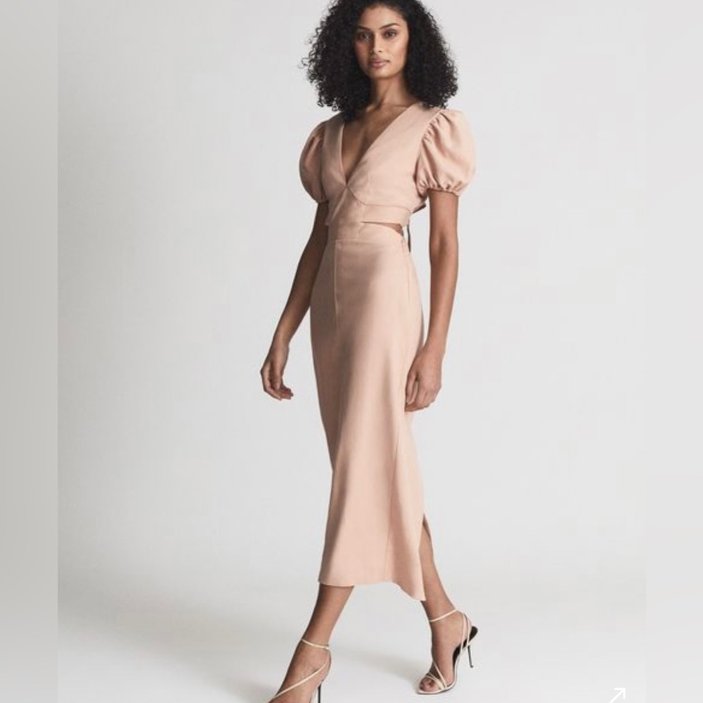 Reiss Jennah Puff Sleeve Cut Out Back
Midi Dress